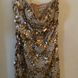 Lovely sequin mini dress, strapless! Sherri Hill! Condition is good!